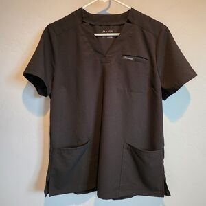 Jaanuu Black Women's V-Neck Scrub Top, L